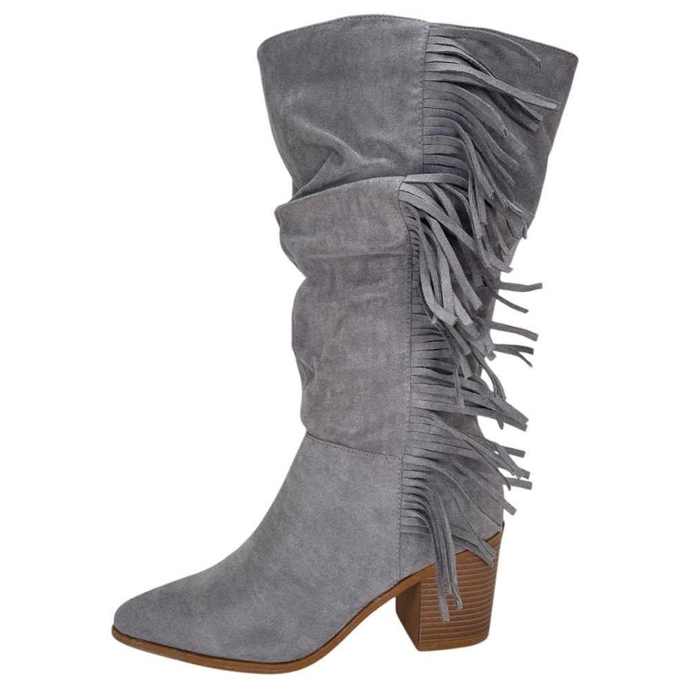 Journee Collection Hartly Grey Extra Wide Calf Womens Mid-Calf Boots Size 8.5M - Picture 3 of 11